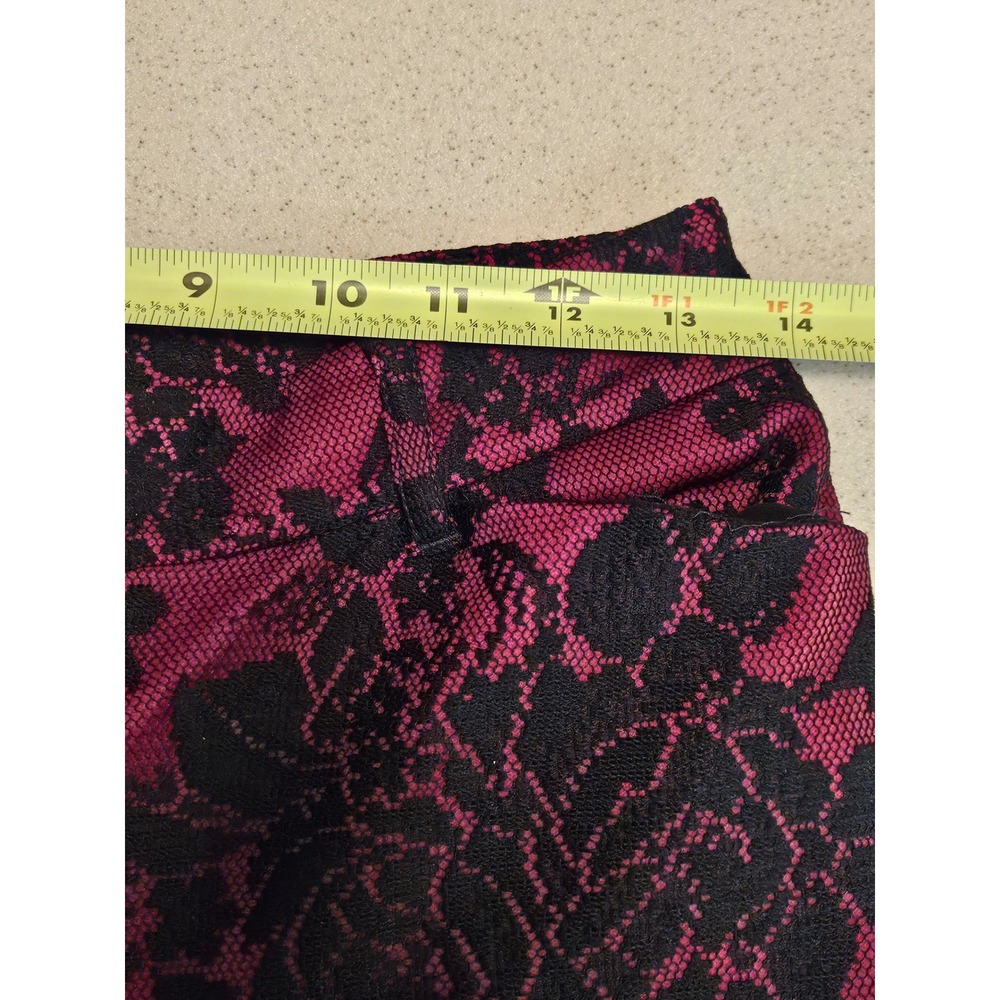 White House Black Market Pink Black Floral Lace Ankle Pants 00 Magenta Gothic - Picture 6 of 11